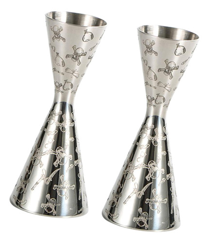 2 X Taza Medidora De Material Acero Inoxidable 30/60 Ml