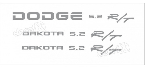 Kit Adesivos Dodge Dakota 5.2 R/t Em Prata Emblemas Dk52rta