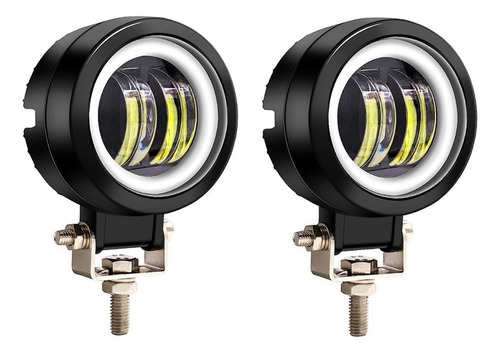 Par Faros Auxiliar Led 2 Ojos De Ángel 40w For Auto Moto 6d