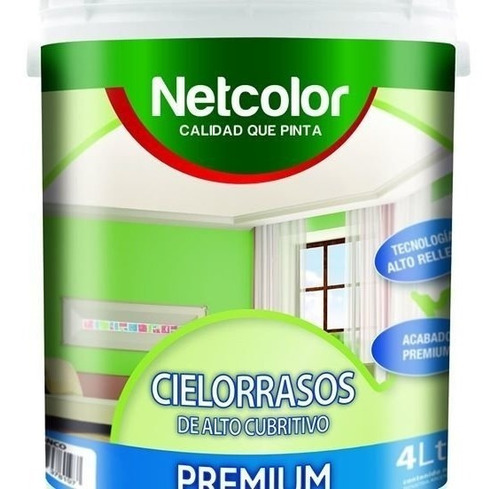 Cielorrasos Latex Netcolor 4 Lt Antihongo Lavable Blanco