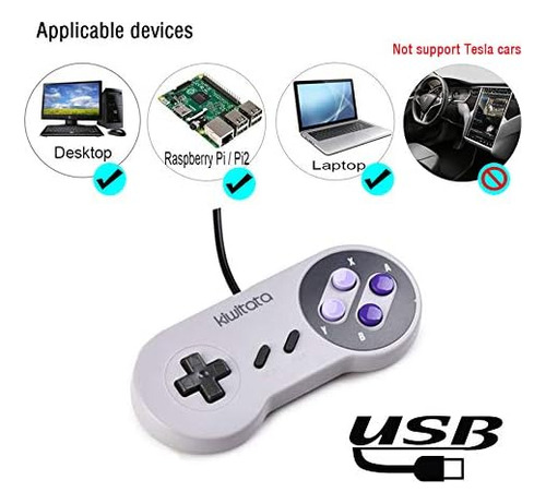 Kiwitata 2x Classic Snes Usb Controller Para Juegos Retro, S