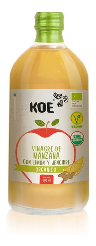 Vinagre De Manzana Con Limon Y Jengibre Organico 500ml Koe