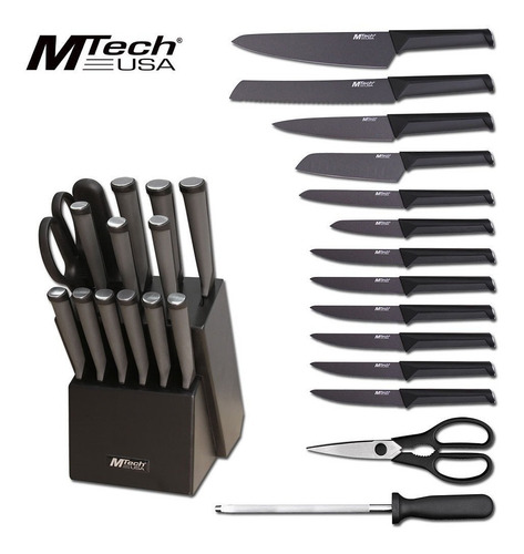 Set De 15 Piezas Cuchillos Mtech Usa Acero Filo Mt-979