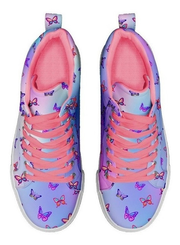 Tenis Azul Mariposas Y2k Degradado Botita