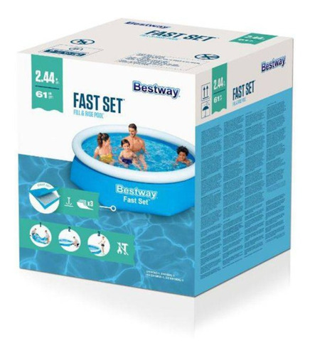 Piscina inflable Bestway Fast Set 1.880 litros 2.44 m x 61 cm