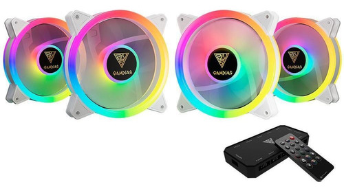 Kit Fan Gamdias Aeolus M2-1204r Rgb 4x120mm Branco