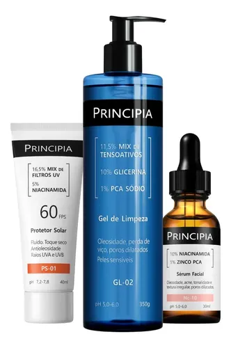 Kit Principia anti-oleosidade com frascos de skincare