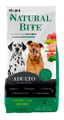 Natural Bite Adulto 25kg Alimento Para Perro Todas Las Razas
