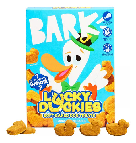Bark Lucky Duckies Golosinas P/perro Sabor Pollo-pavo-pato