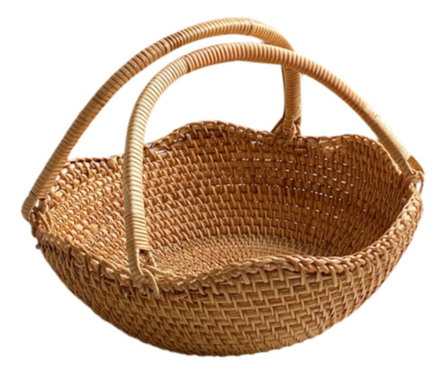 Cesta De Picnic Tejida A Mano, Cesta De Frutas Con Asas,