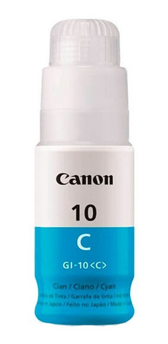 Botella De Tinta Canon Gi10c Cyan Rinde 7700 Páginas 70 Ml