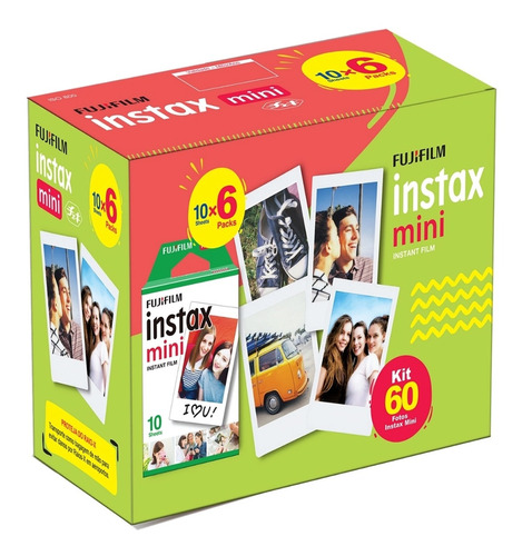 Papel Filme Instax Mini 7, 8, 9, 11 Fujifilm 60fotos 54x86mm