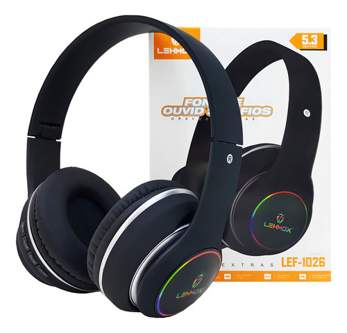 Fone De Ouvido Bluetooth Sem Fio Led Wireless Inova Cor Preto