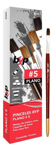 Pack 12 Pinceles Camelus Plano #5 Byp