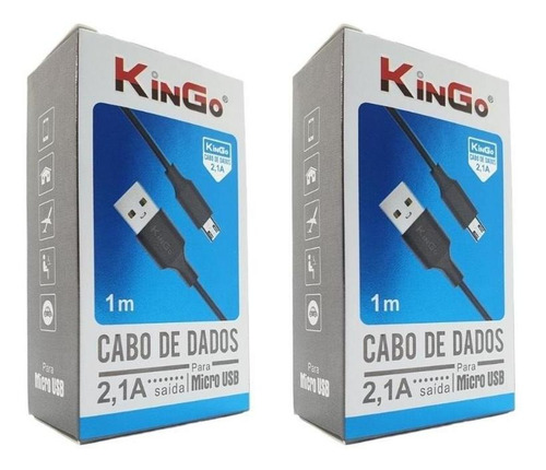 Kit 2 Cabos Micro-usb V8 Kingo 1m 2.1a Moto E7 Plus