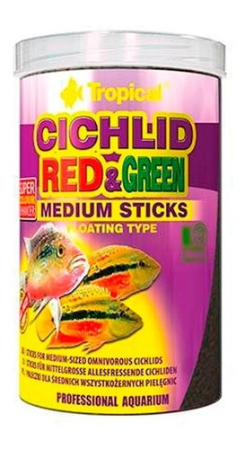 Ração Para Peixes Tropical Red & Green Medium Sticks 360gr