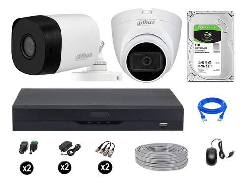 Cámaras Seguridad Dahua Kit 2 5mp + 1tb 01 Camara Audio P2p