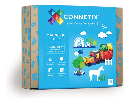 Connetix - Paquete De Movimiento Arcoíris - 24 Piezas Magnet
