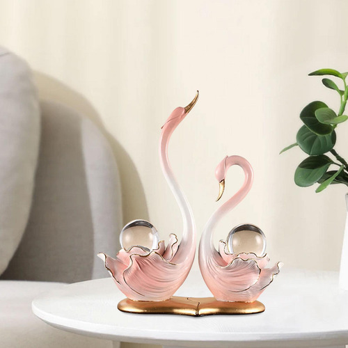 2 Piezas Figuras De Cisne Escultura Manualidades De Rosa