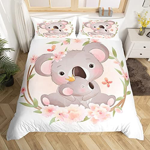 Homewish Cartoon Cute Koala Pink Flowers Pattern Juego De Ro