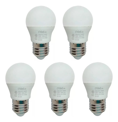 Lampara Led Fantasia Gota 3w E27 Luz Dia Tbcin Pack X5