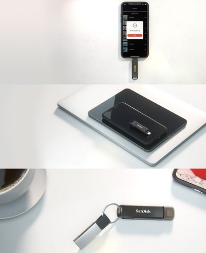 Sandisk Pendrive 256gb Ixpand Drive Luxe Lighting + Usb-c