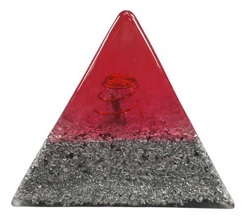 Orgonita Pirámide Tetraédrica Rosa Con Turmalina