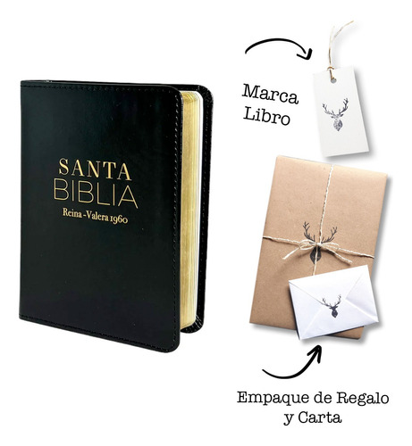 Biblia Reina Valera 1960 De Bolsillo Imitación Piel Negro