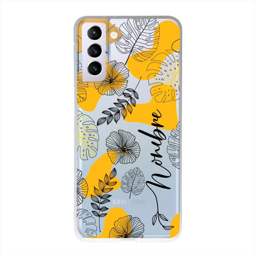 Funda Galaxy Antigolpes Flores Personalizada Con Tu Nombre