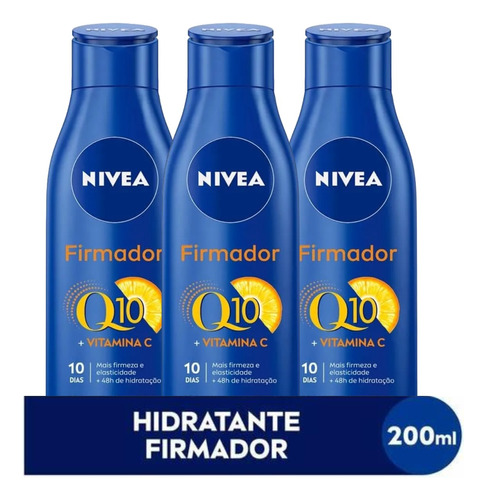 3uni Loção Hidratante Firmador Q10 + Vitamina C 200ml Nivea