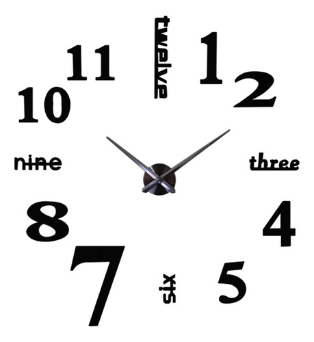 Reloj De Pared Moderno Calcomanía De Arte Pequeño Negro
