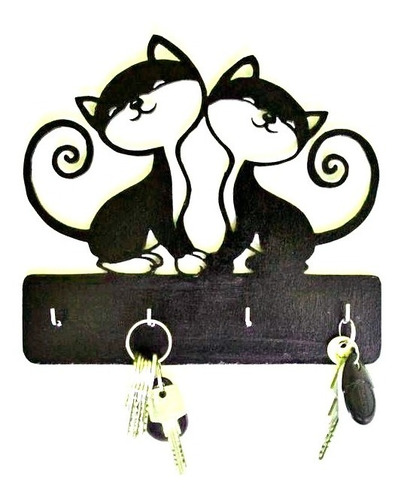 Perchero  Porta Llaves  Gatitos  Mdf 