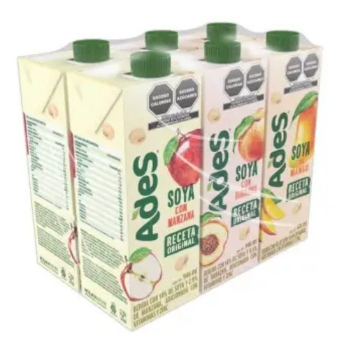 Bebida De Soya Ades Con Jugo De Fruta 6 Pz De 946 Ml C/u