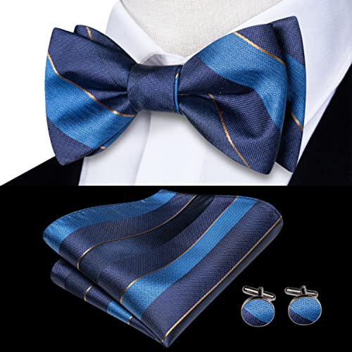 Corbatas Hi-tie - Corbata A Rayas Azul Marino Para Hombre Y