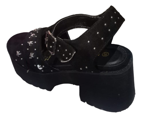 Sandalias Mujer Black Con Plataforma Gruesa