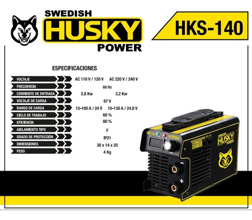 Imagen 3 de 6 de Soldadora Inversora Maquina 130amp 110/220v Hks140 Husky