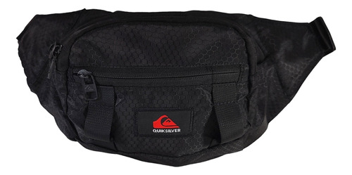 Canguro Quiksilver Grande Parche Bordado Color Negro