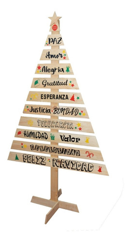 Árbol De Navidad En Madera Con Frases Y Repisas