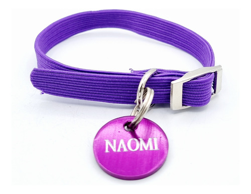 Chapita Perro Chico O Gato +collar 1 Cm Elastizado Color! Violeta Redonda
