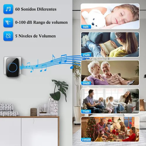 Timbre Inalámbrico De Puerta Transmisor Y Receptor Casa Cacazi Mayor Seguridad Hogar Everest