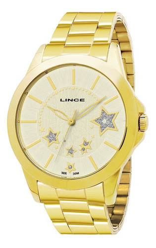 Relógio Lince Feminino Lrgj003l S1kx C/ E Cor Da Correia Dourado Cor Do Bisel Dourado Cor Do Fundo Creme