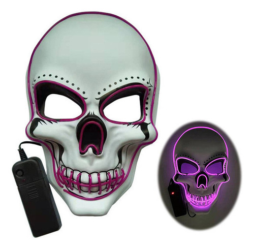 Máscara de Halloween Skull Led Glow, 1 unidad, color morado