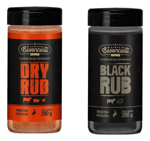 Kit C/ 1 Black Rub, 1 Dry Rub Premium Tempero P/ Carnes 
