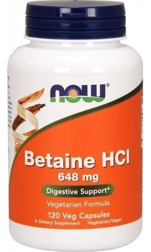 Betaine Hci 648 Grs Now Foods ,natural/vegetariano 120caps