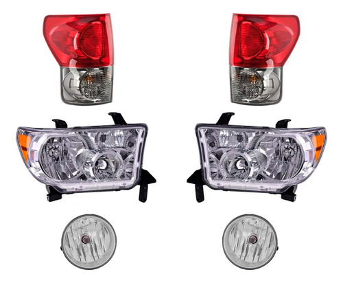 Paq Calaveras Y 4 Faros P/ Toyota Tundra 2007/2009 Depo