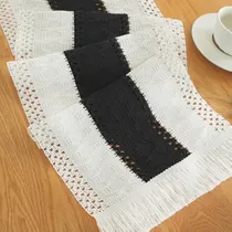 Comprar Camino De Mesa Diseño Boho Bordado De Macrame Color Negro