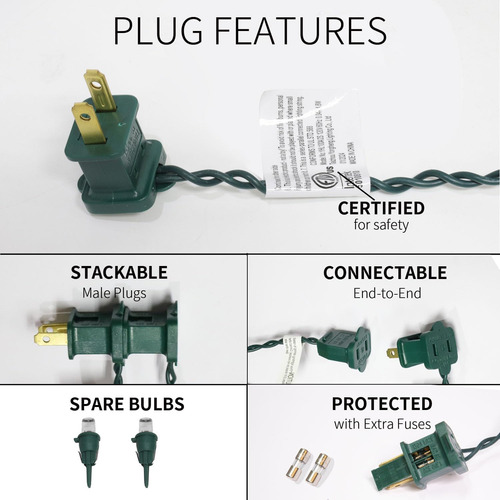 Justpro 100 Led De Navidad Led Con Alambre Verde, Luces De C