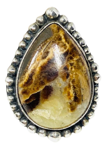 Anillo Plata 925, Piedra Septaria 100% Natural N15-ast23