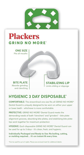 Plackers Grind No More Protector Dental Noche Rechinar 16 Pz