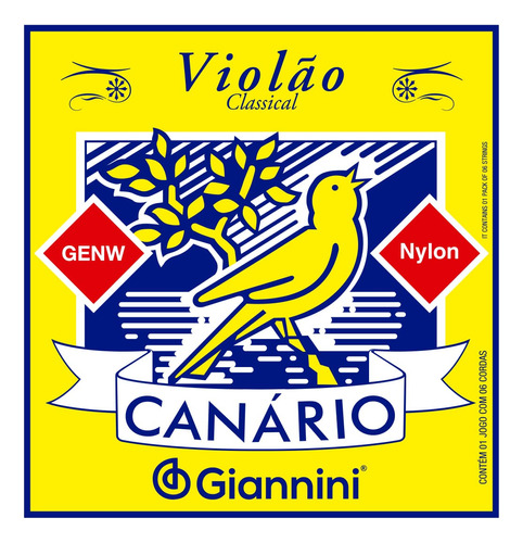 Encordoamento Giannini Para Violão Nailon Canário Genw